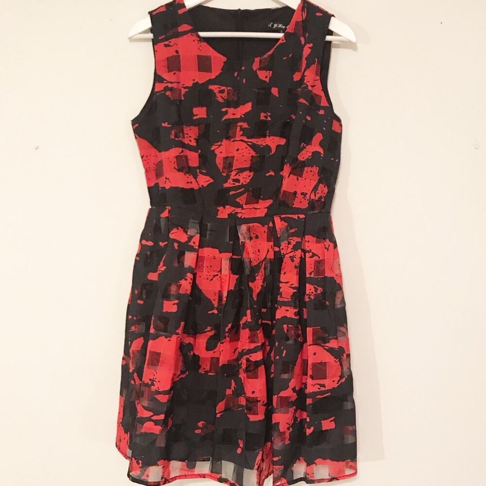 Yi Heng Mei black and red organza style dress SZ S
